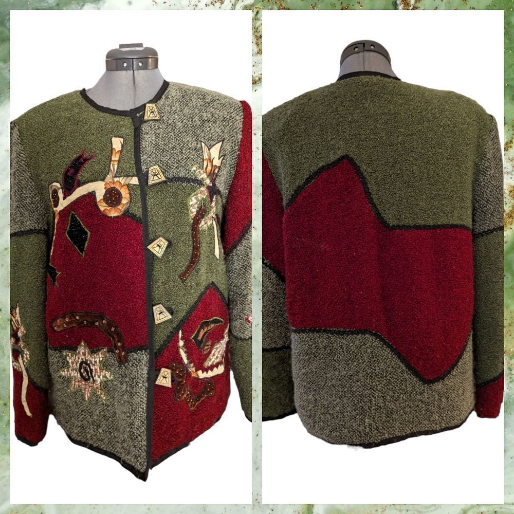 Allure vintage textured patchwork abstract boho jacket